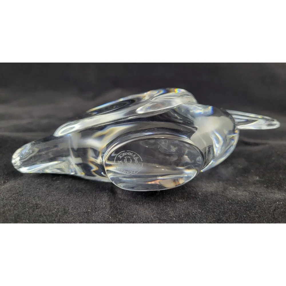 Baccarat Crystal Pelican Figurine Paperweight Signed France Clear Glass Bird 5”